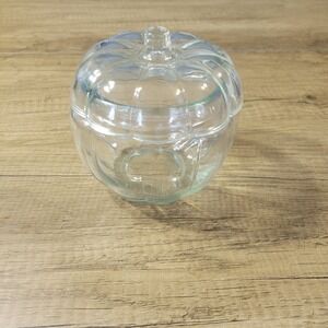 Clear Glass Pumpkin Candy Dish With Lid Halloween & Fall Decor New